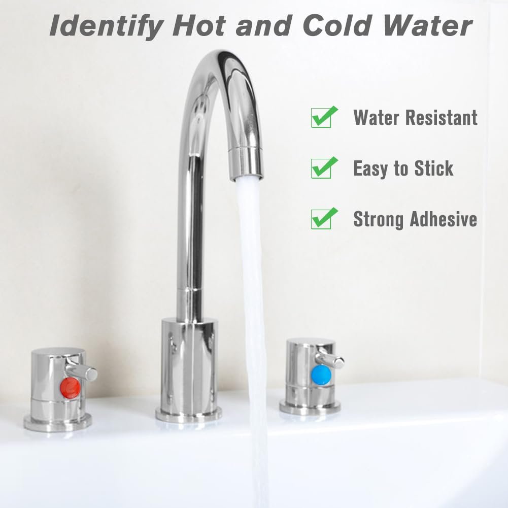 Наклейки на кран SUPERFINDINGS Индикаторы горячей и холодной воды Эпоксидная смола 10 мм Набор 24 шт., фото №4