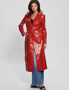 Женское кожаное пальто Guess Красный - S synthetic.ua - Фото 1