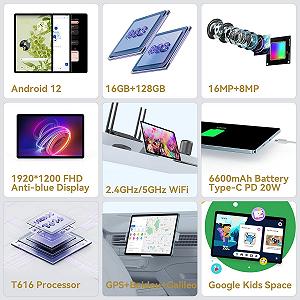 Планшет 10.1" Full HD Headwolf Wpad 2 8+8/128Gb 4G 2-SIM 8 ядер Android 12 6600 mAh Чорний synthetic.ua - Фото 1