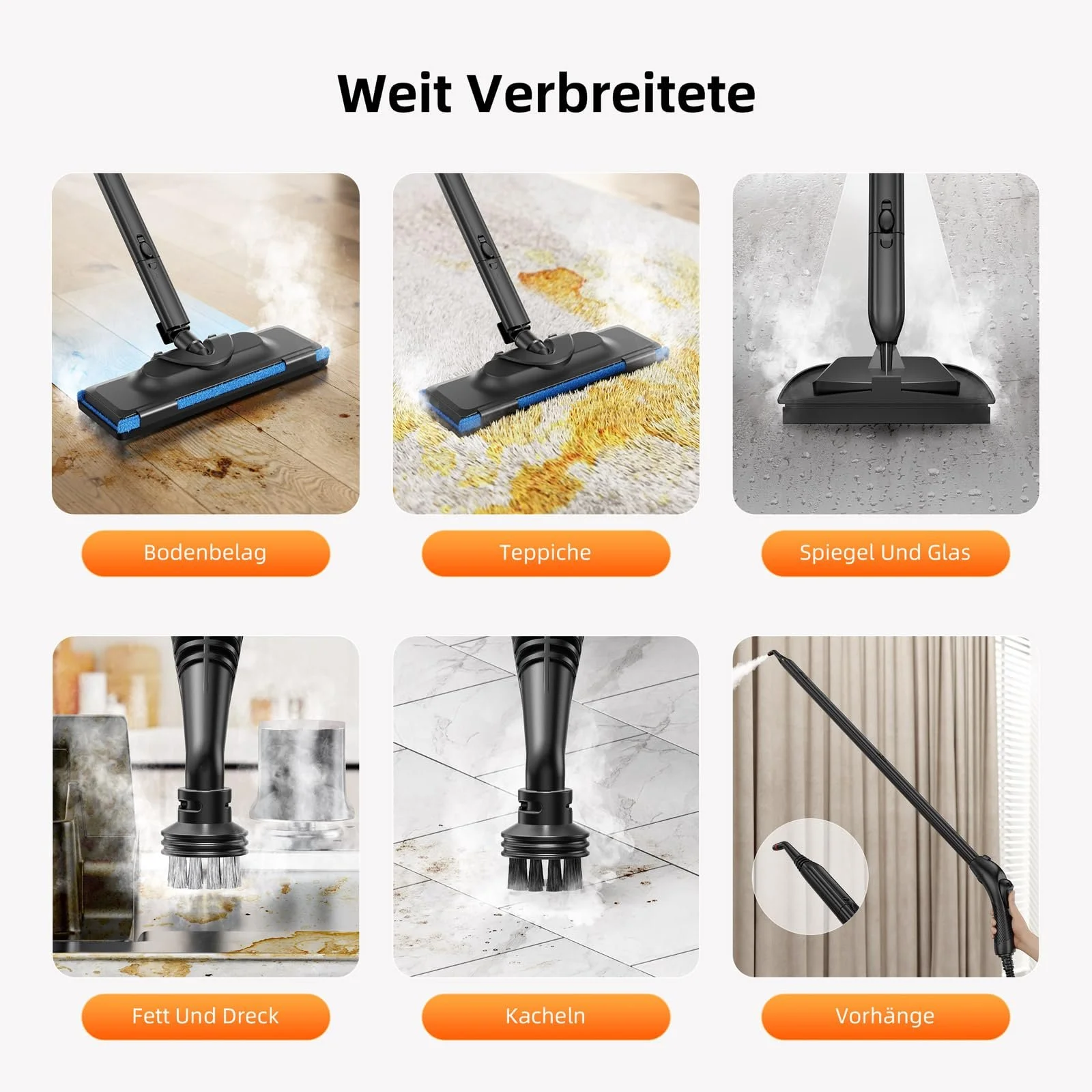 Пароочисник універсальний 16 аксесуарів 52 oz резервуар, фото №5