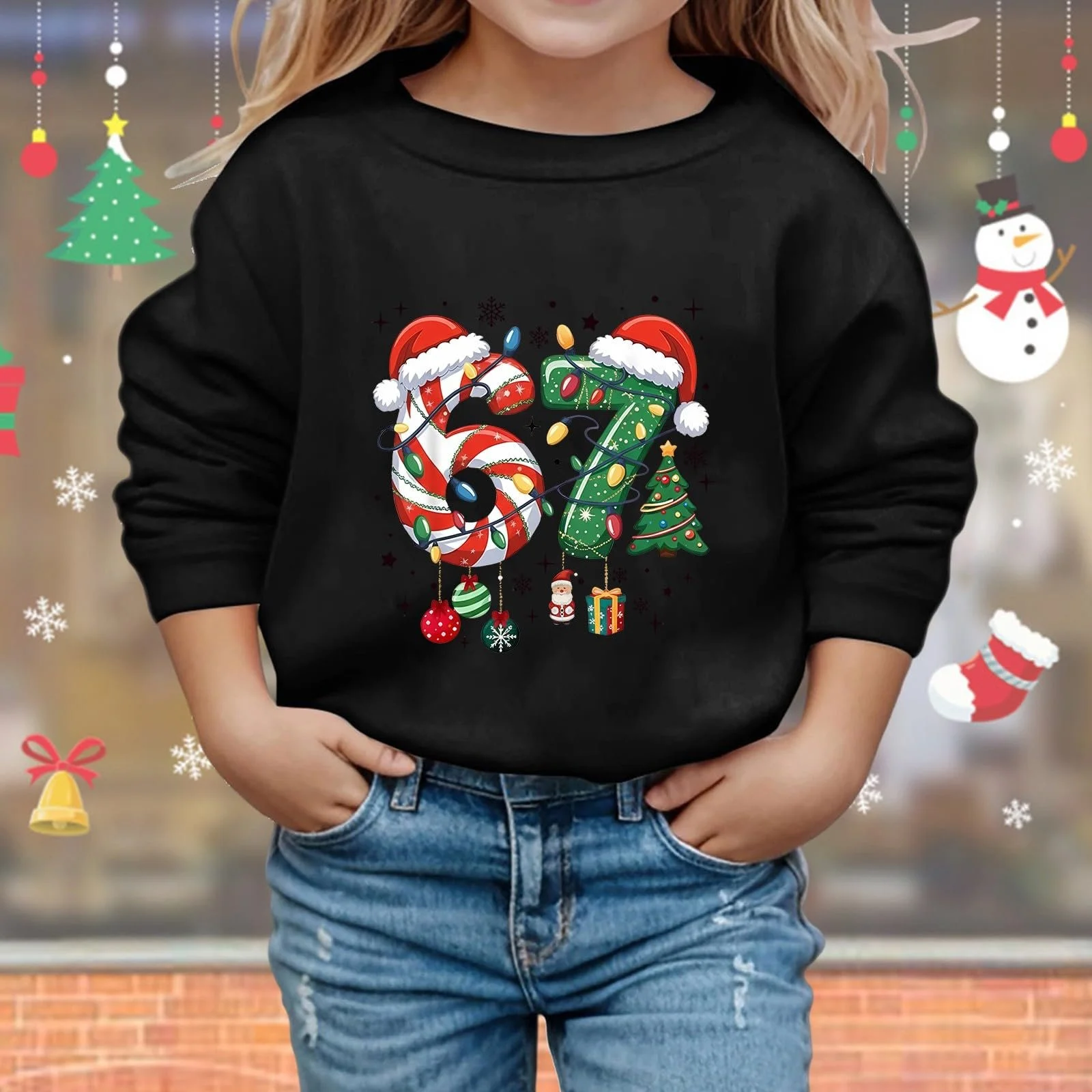 Модний дитячий світшот з принтом літер, круглим вирізом та довгими рукавами, фото №3