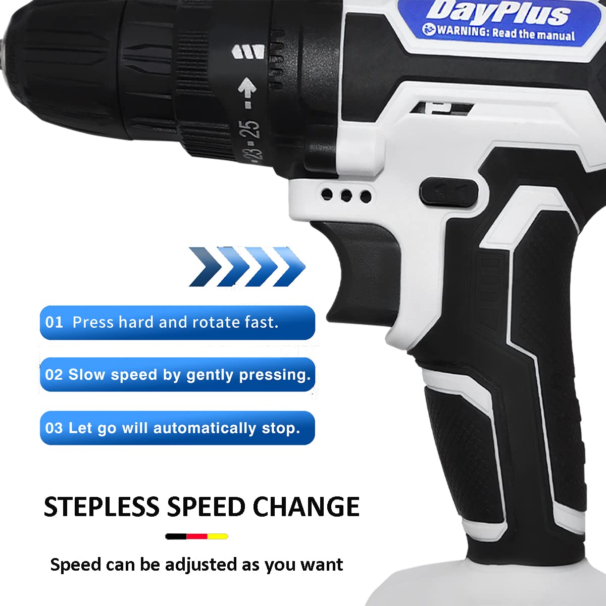 Безшнурова дриль Шурупокрут 21 В 45 Нм з акумулятором 1500 мАг 18+1 рівнів крутного моменту 2 передачі з LED підсвіткою, фото №4