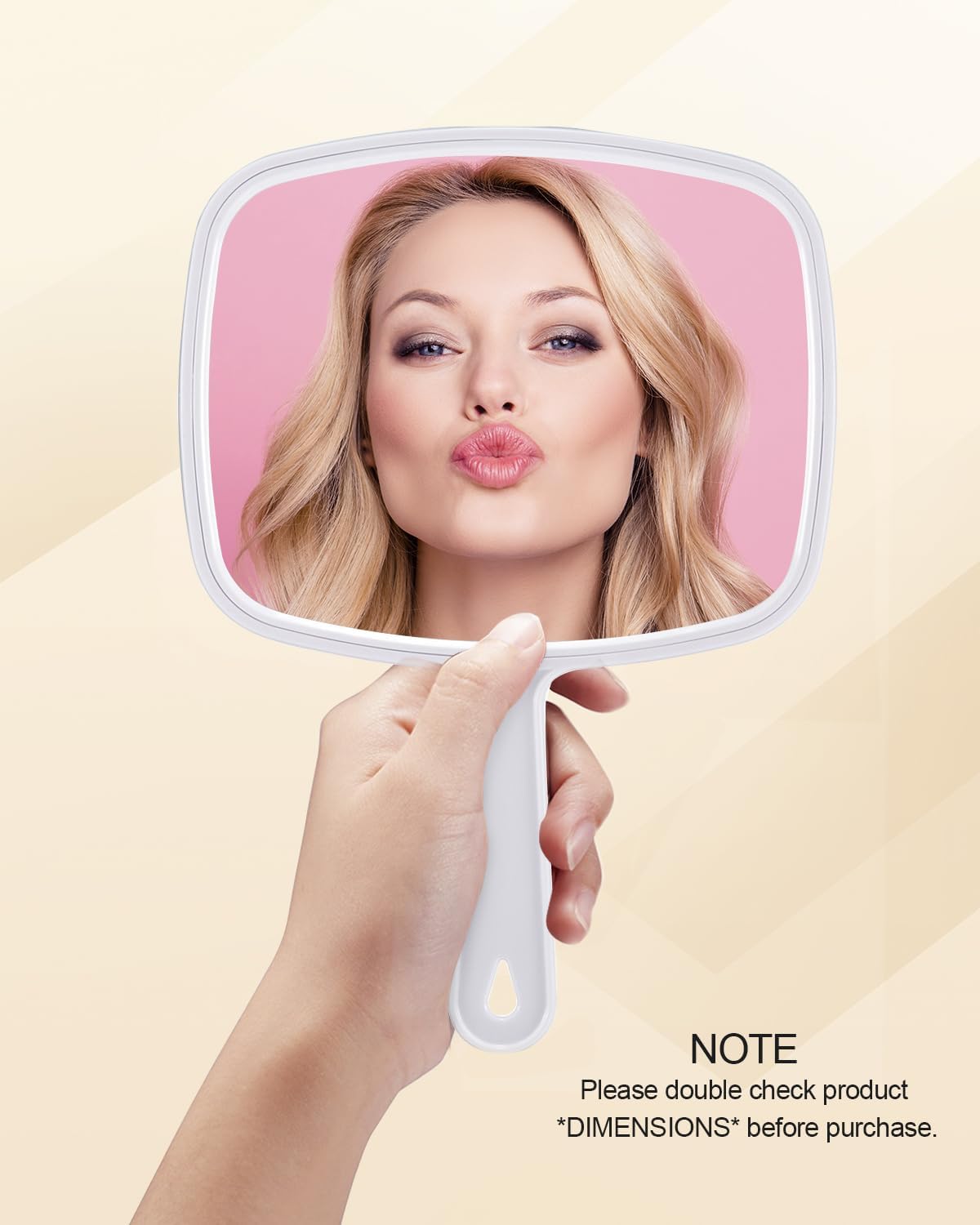 Дзеркало ручне Gladmart з ручкою (Квадратне, Біле, 18.8 x 26.2 см), фото №2