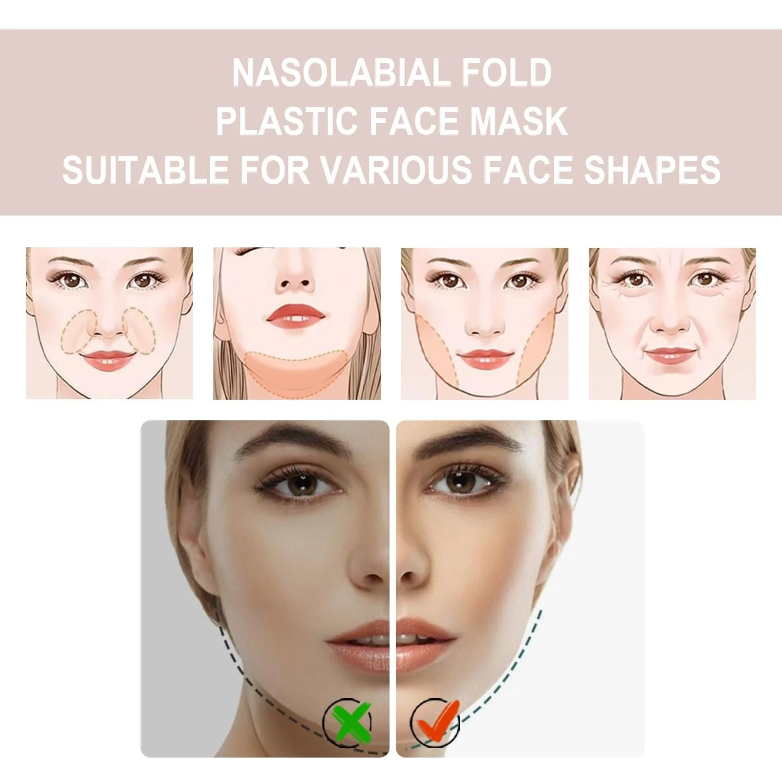 Стрічка для підтяжки обличчя ThinFace, V-подібна маска для ліфтингу, контурування обличчя, 1 штука (рожева), фото №4