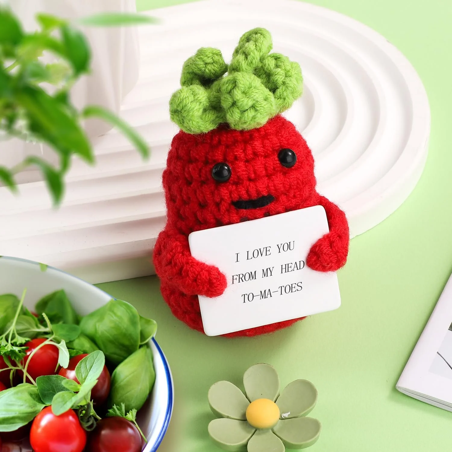 Кукла Вязаная Помидор Позитивный Карточка I Love You Красный 9 см, фото №4 Кукла Вязаная Помидор Позитивный Карточка I Love You Красный 9 см, фото №4