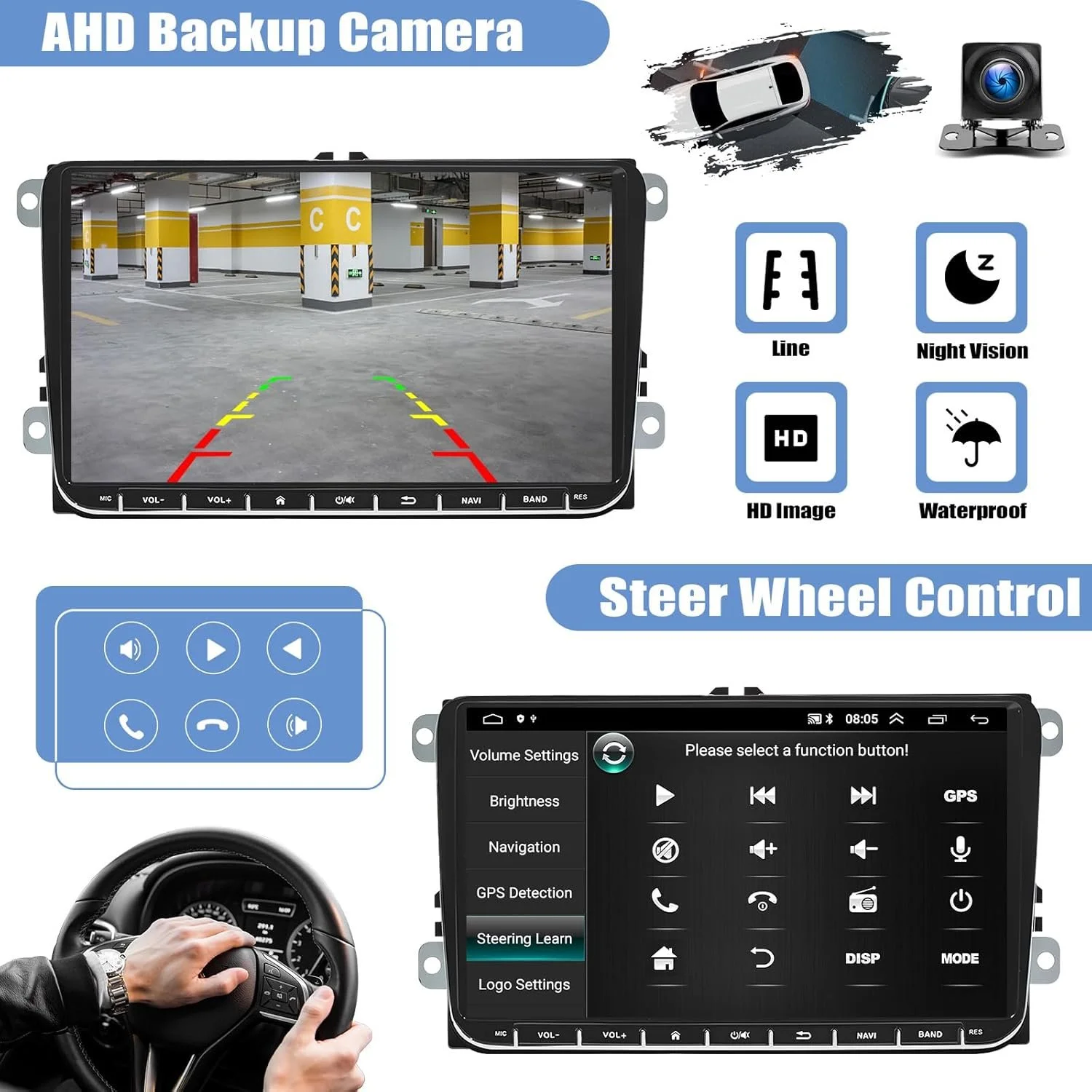 Штатная автомагнитола Hikity для VW Golf 5 Golf 6 Passat B6 Touran EOS Polo / 9" / Сенсорная / 2/64Гб / Android 13 / Bluetooth / WI-FI / GPS / USB, фото №5