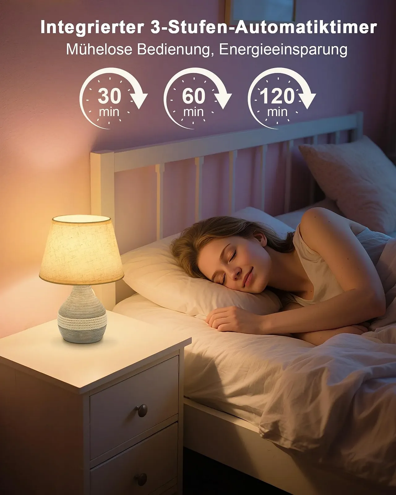 Настільна лампа керамічна бездротова таймер димер лляний плафон пульт ДК акумуляторна, фото №4