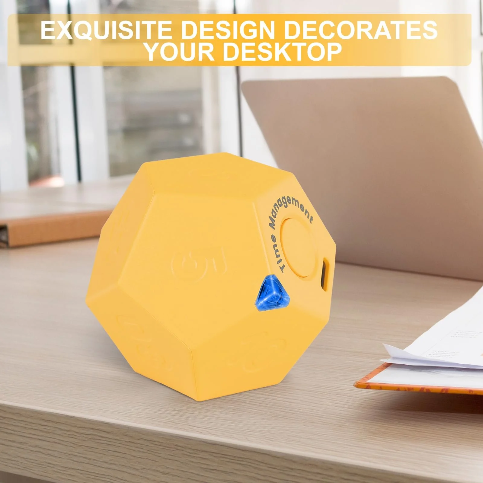 Таймер Cuteefun Pomodoro Rotating Cube Rechargeable 12 Sides Желтый, фото №6