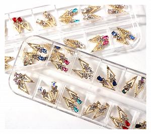 Стрази для нігтів XL розміру 18 мм yaoqijie, 24 шт, голографічні, змішані, 1 коробка 12 кольорів synthetic.ua - Фото 1