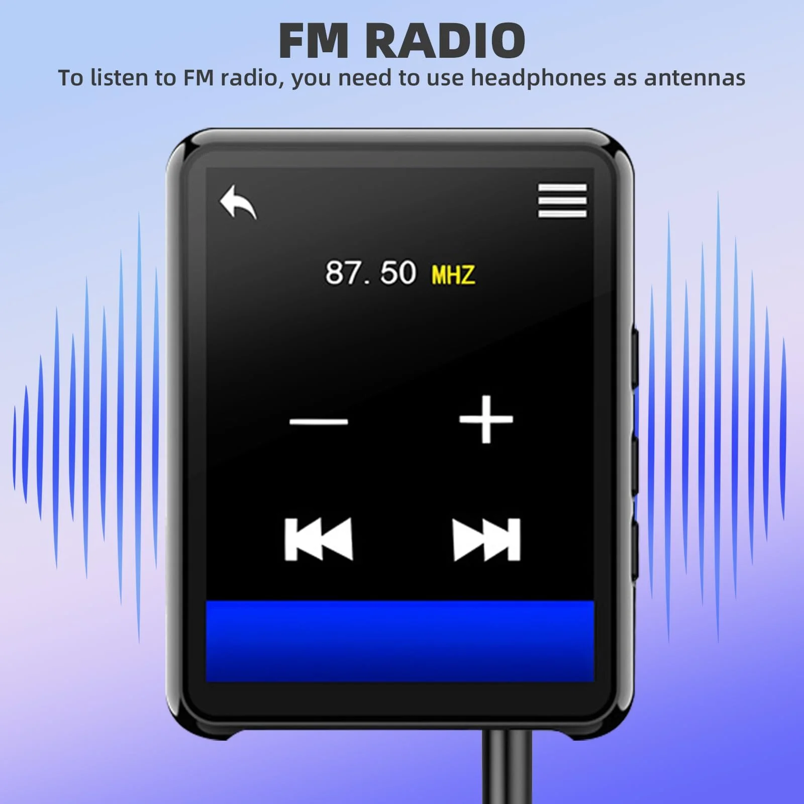 MP3 плеєр Cetoon 128GB з Bluetooth, портативний, цифровий, з динаміком, 2.4" Full Touch Screen, HiFi звук, FM-радіо, диктофон, дротові навушники в комплекті, для бігу, спортзалу, фото №7