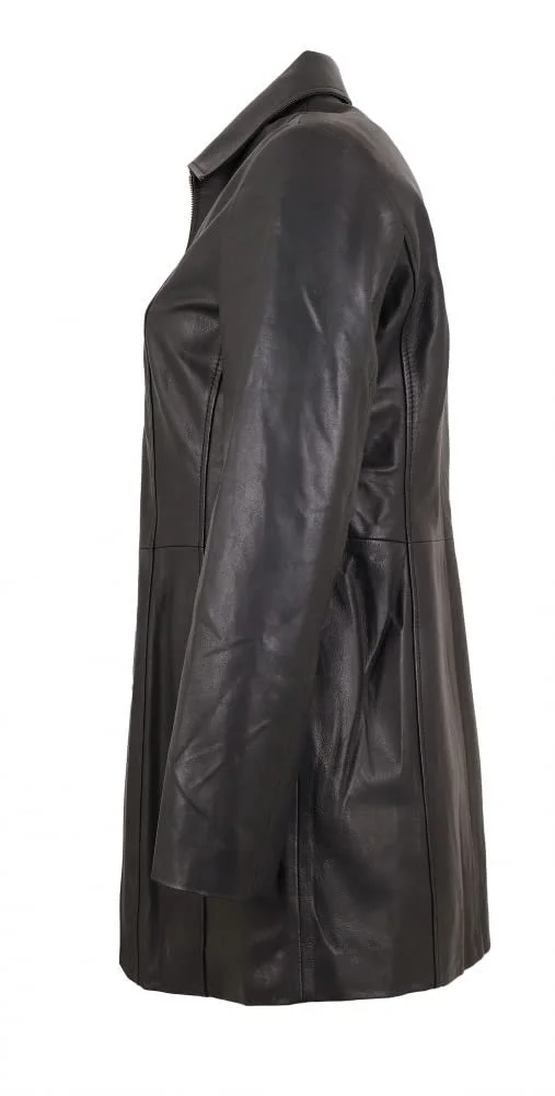 Женская куртка из натуральной кожи Maddox Nappa Длинная Черный, фото №2 Женская куртка из натуральной кожи Maddox Nappa Длинная Черный, фото №2
