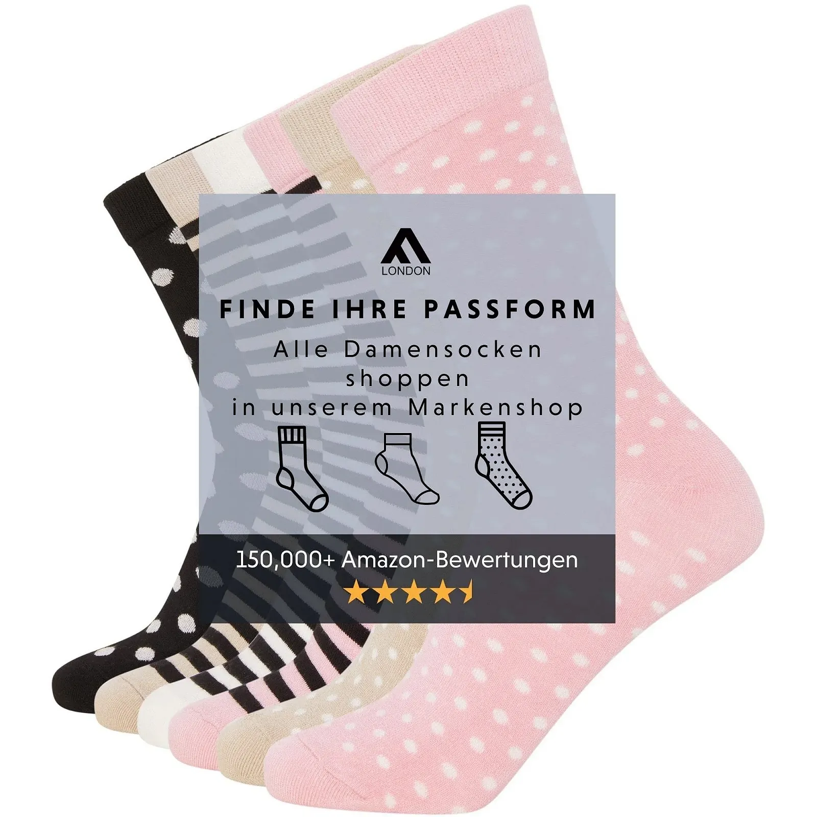 Шкарпетки П'ятка та носок FM London Чорний, Розмір One Size (Розмір виробника: 4-8), упаковка 12 шт, фото №5