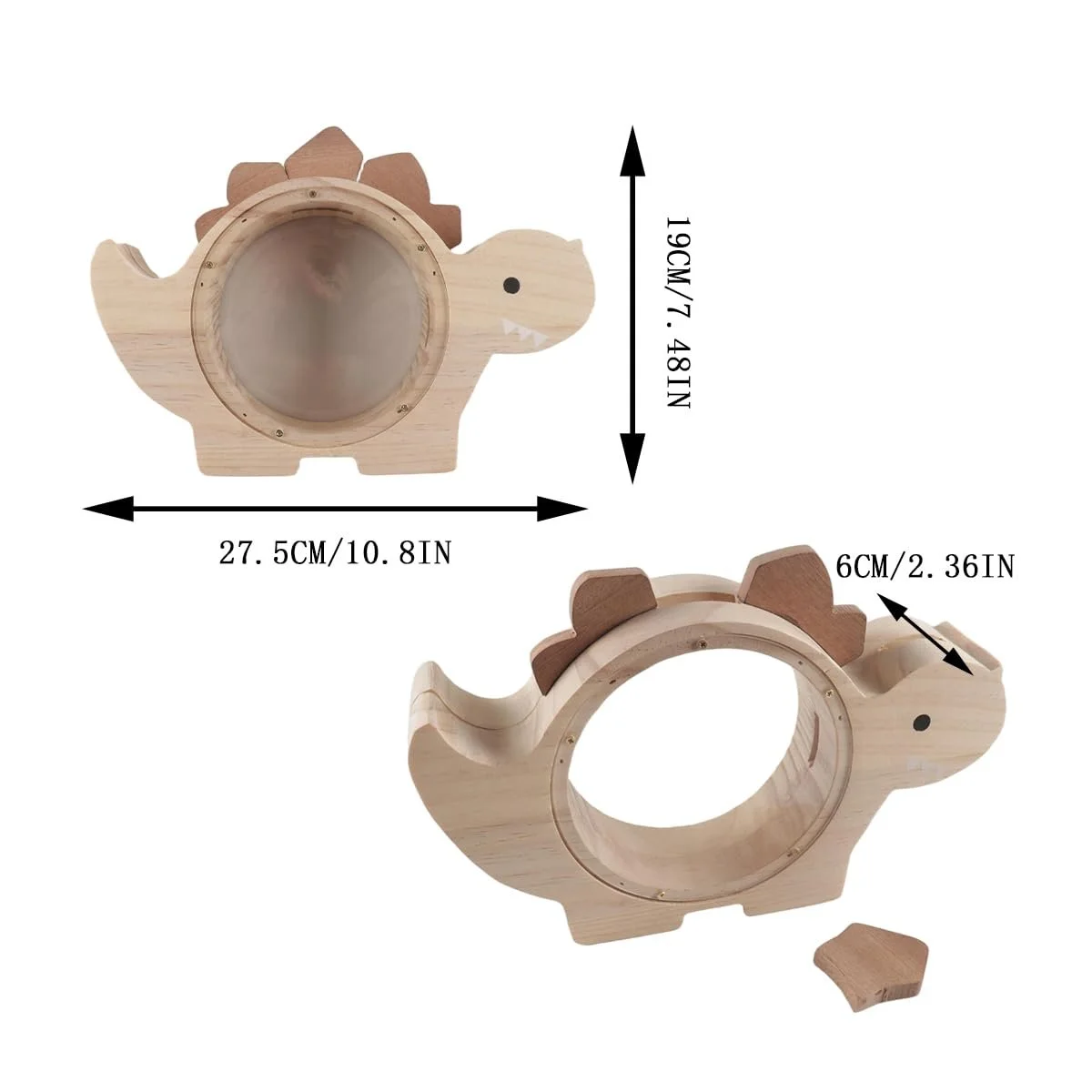 Скарбничка Динозавр Дерев'яна з акрилом, фото №7