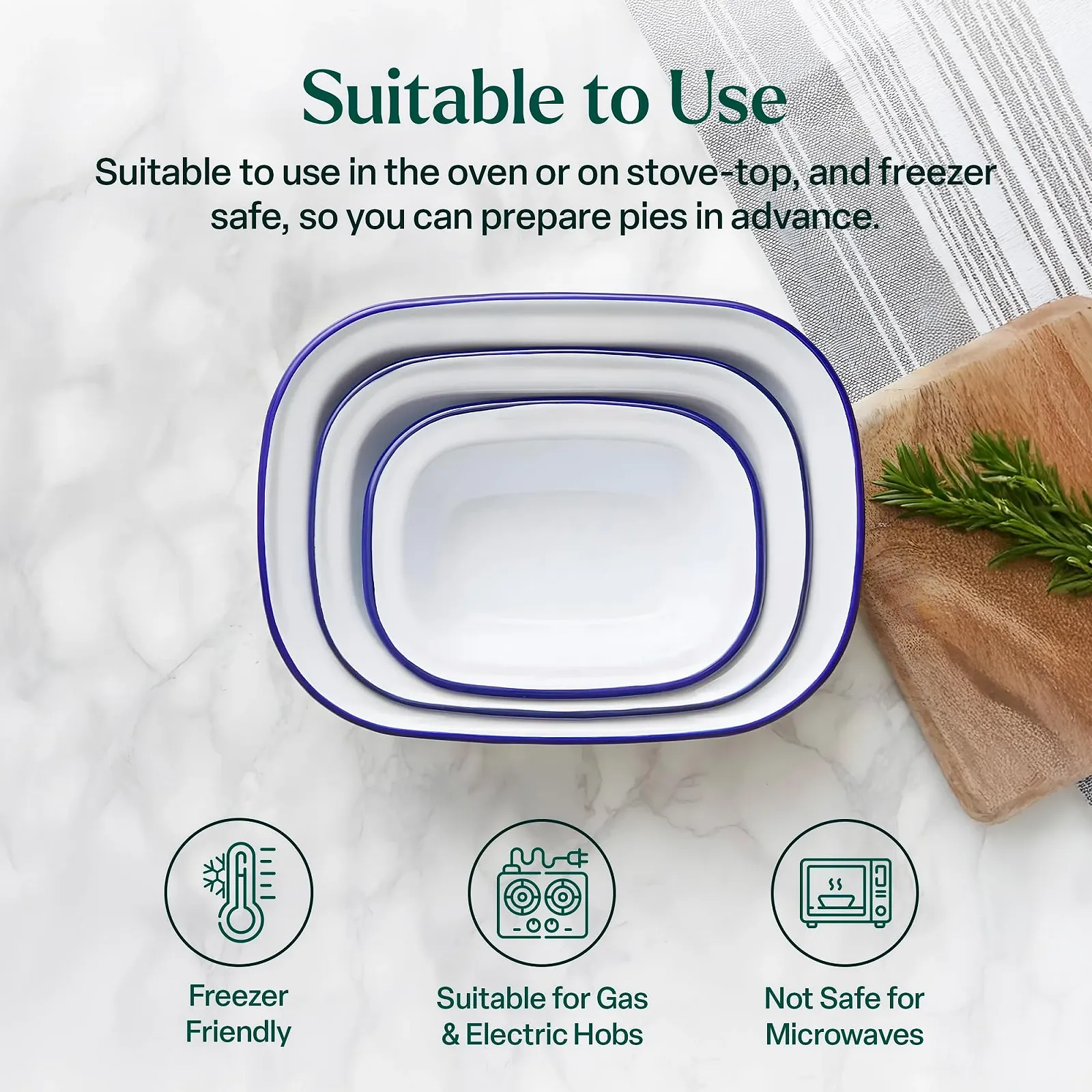 Форма для запікання Winsome емальована прямокутна 24 x 18 x 5.5 см біла, фото №3