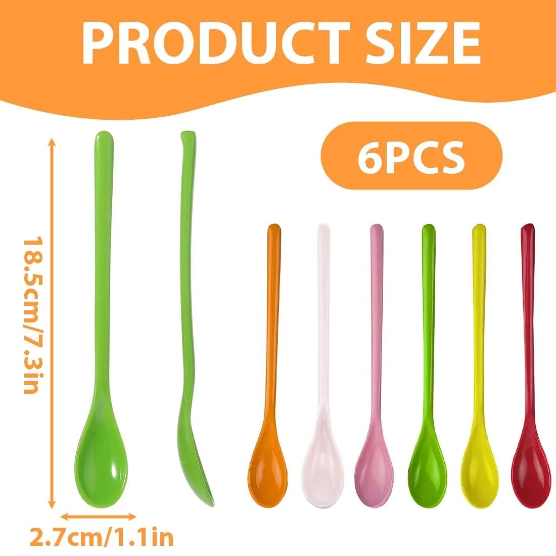 Набір з 6 ложок для яєць, Пластик, Різнокольорові, Маленькі, фото №2 Набір з 6 ложок для яєць, Пластик, Різнокольорові, Маленькі, фото №2