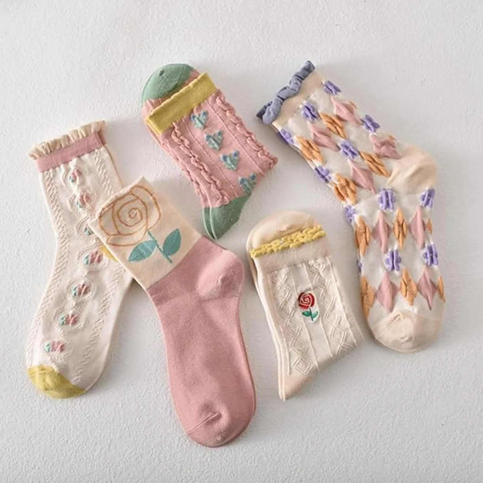 Шкарпетки Jimkply Квіткові Жіночі 5 пар Бавовняні, фото №2 Шкарпетки Jimkply Квіткові Жіночі 5 пар Бавовняні, фото №2