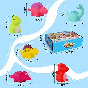 Набор игрушек для ванны Динозавр, 6 штук, многоцветные, светящиеся, подарки для детей 1-6 лет synthetic.ua - Фото 1