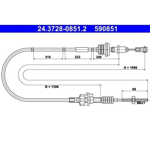 Трос сцепления ATE 24.3728-0851.2, фото №1
