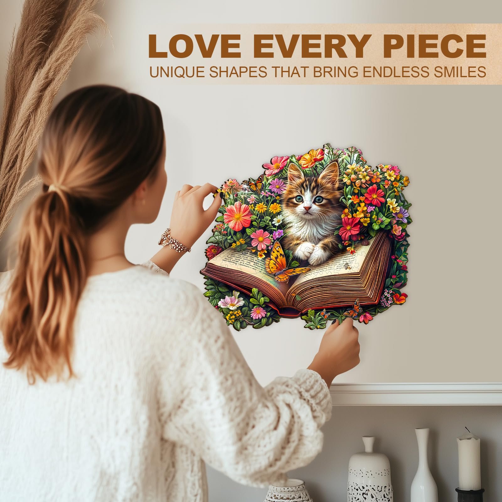 Пазл деревянный WOODBESTS Cat on Book 235 элементов 34 x 30.2 см, фото №3