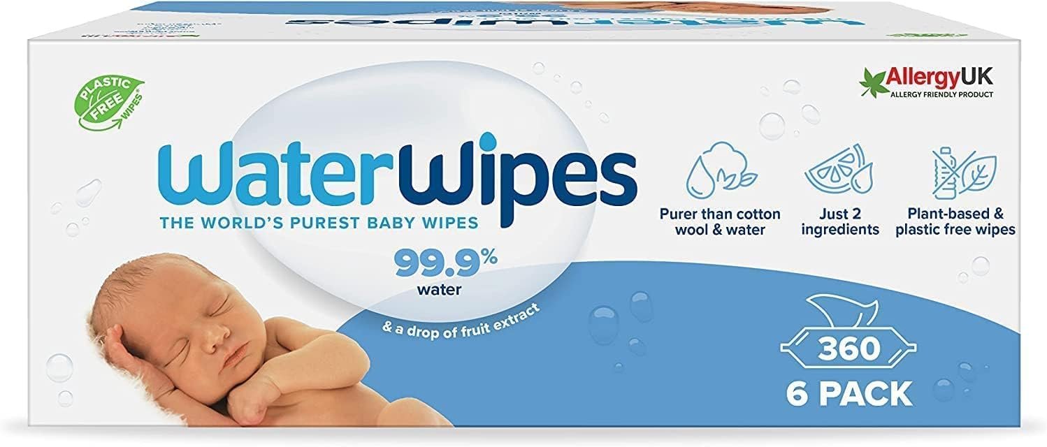 Салфетки детские WaterWipes Original, 360 штук (6 упаковок), на 99.9% на водной основе, без запаха, для чувствительной кожи, фото №1