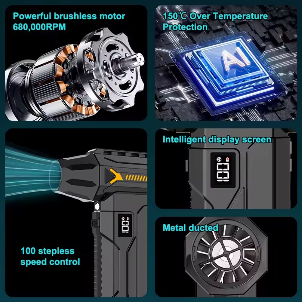 Портативний турбовентилятор Violent HFX-07 Turbo Jet Fan 680000 RPM Black, фото №3