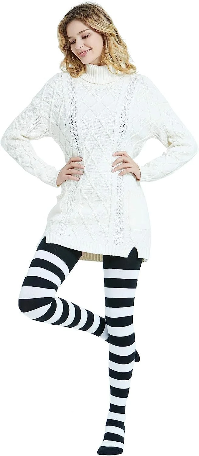 Шкарпетки DRESHOW Жіночі Подовжені Вище Коліна Гетри Смугасті Шкарпетки Гольфи, фото №6