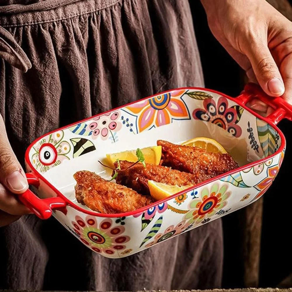 Форма для запекания керамическая прямоугольная с двойными ручками 850 мл, фото №5