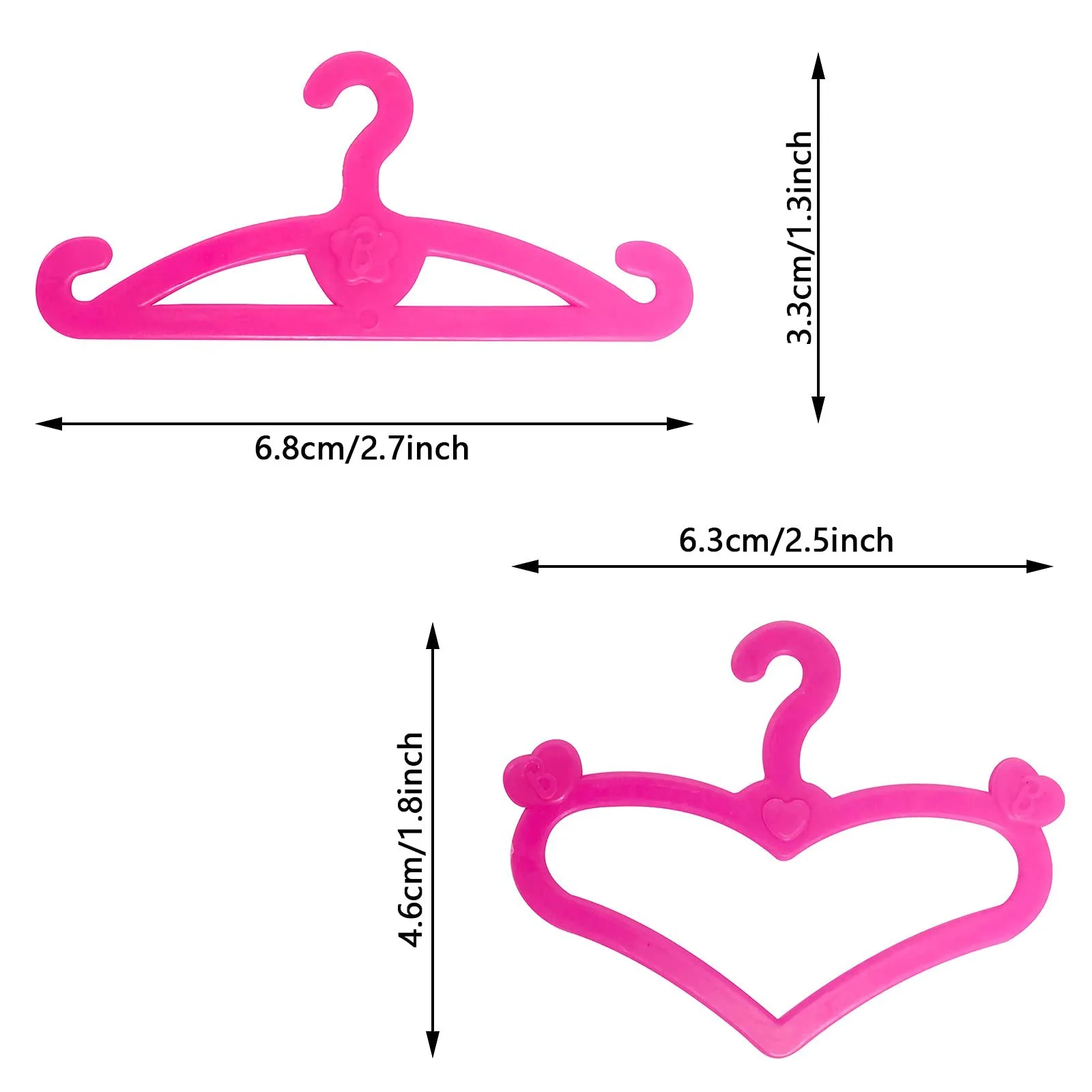 Іграшкові вішаки для одягу Пластикові Рожеві Міні для лялькового одягу Комплект 200 підвісок, фото №2