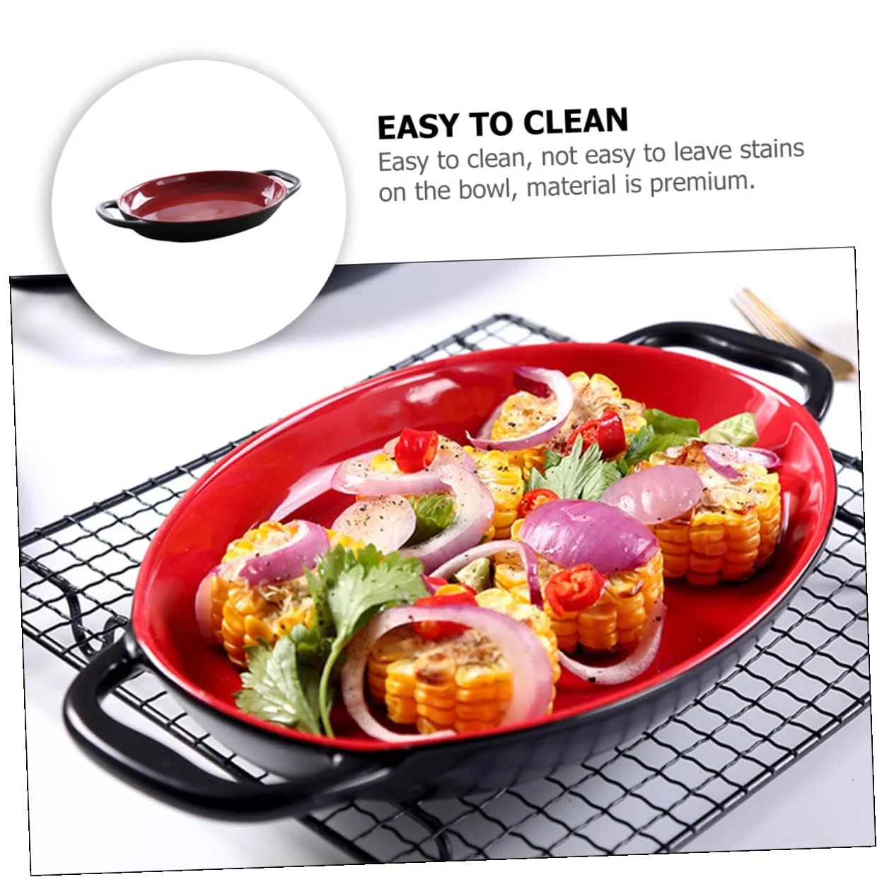 Форма для запекания Toyvian керамическая с двумя ручками термостойкая, фото №3 Форма для запекания Toyvian керамическая с двумя ручками термостойкая, фото №3