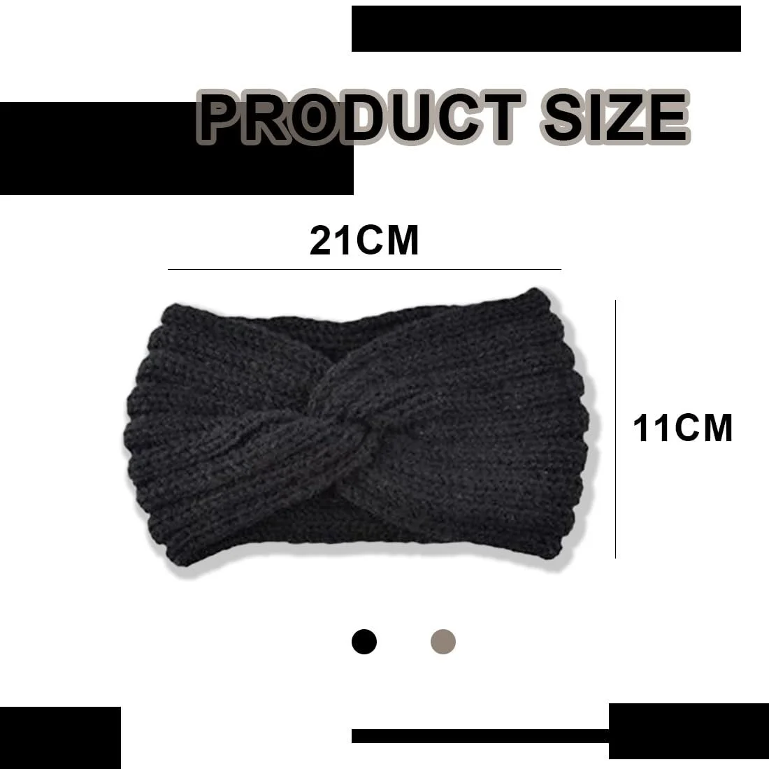 Пов'язка на голову В'язана однотонна, фото №2