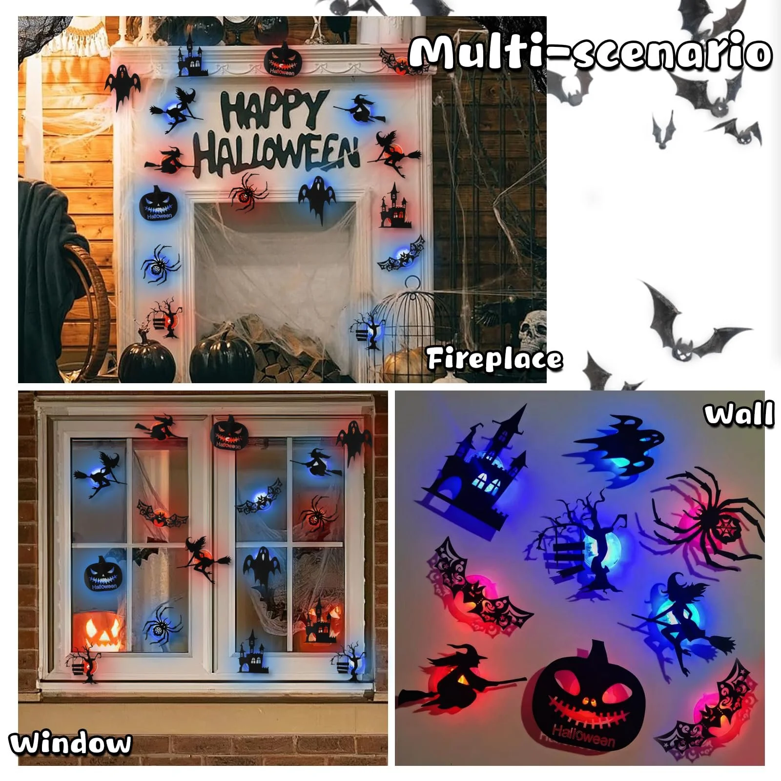 Наклейки на стіну 3D LED Bat Decoration 16 шт. Фіолетові Хелловін Декор для вулиці та дому, фото №8