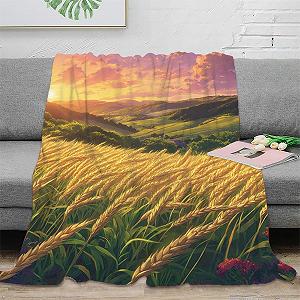 Покривало Мікрофібра Пшеничне поле на заході сонця Сталь 3D synthetic.ua - Фото 1
