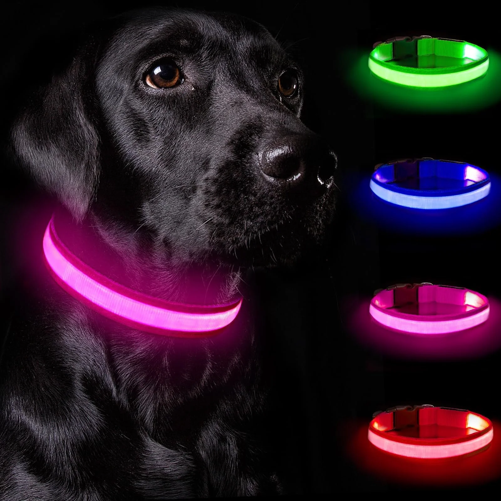 LED ошейник Nepfaivy Light USB Регулируемый Розовый XS, фото №1