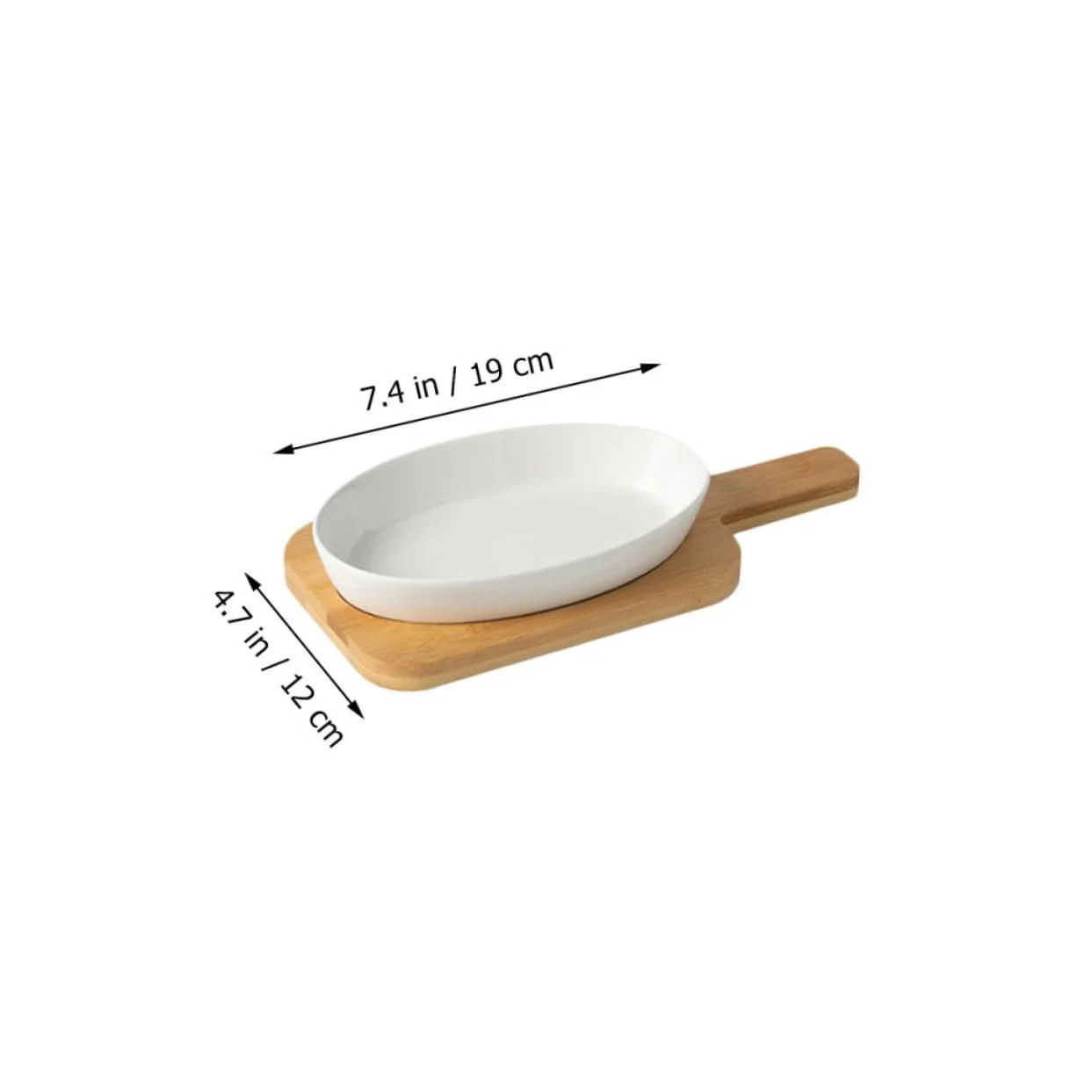 Форма для випікання керамічна овальна жаростійка з дерев'яною підставкою антипригарна, фото №2