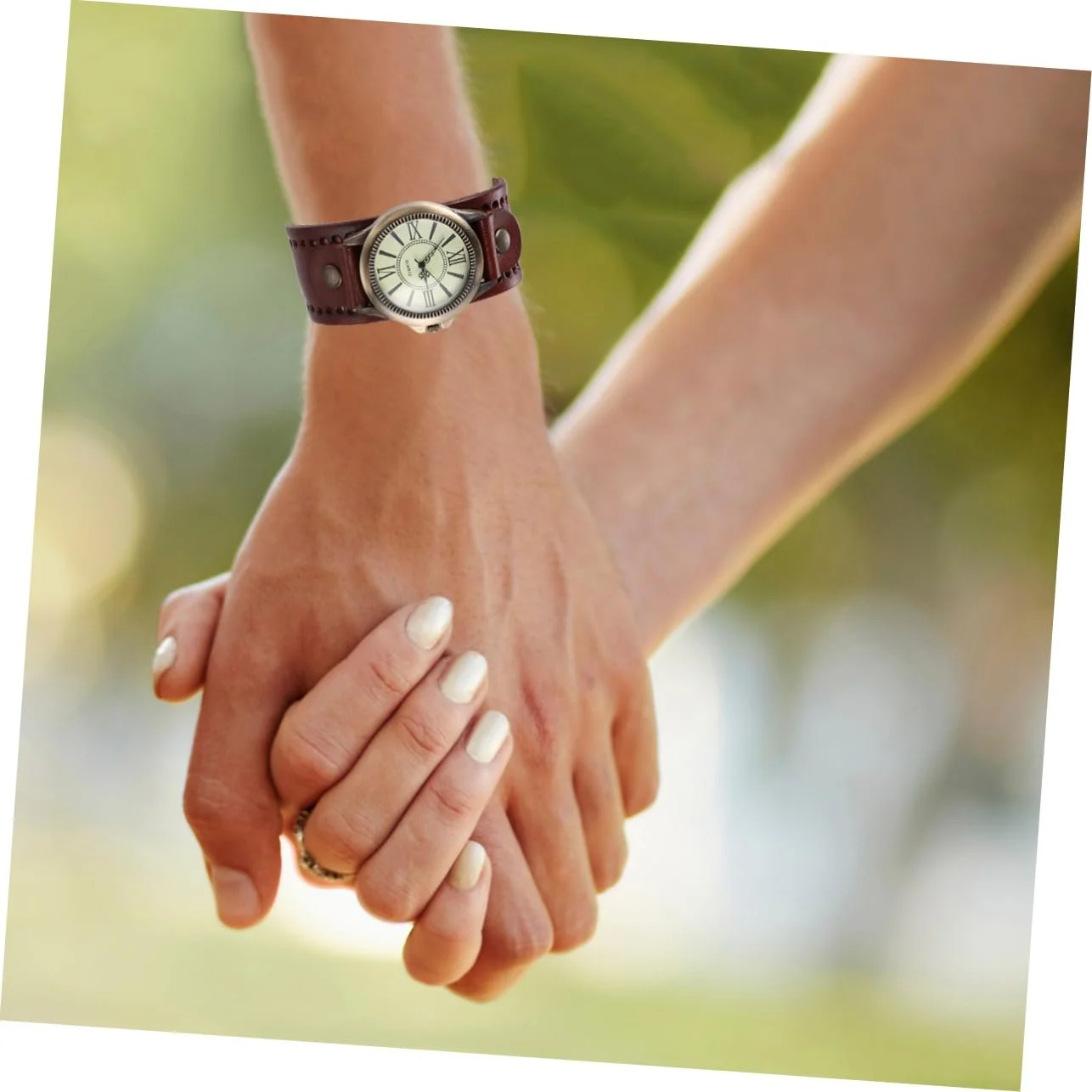 Часы мужские минималистичные VALICLUD Ремешок кожаный Светлый кофе, фото №4