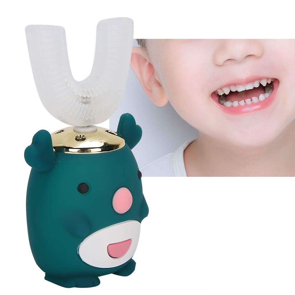 Дитяча електрична звукова зубна щітка U-подібна 6-14 років Green, фото №8