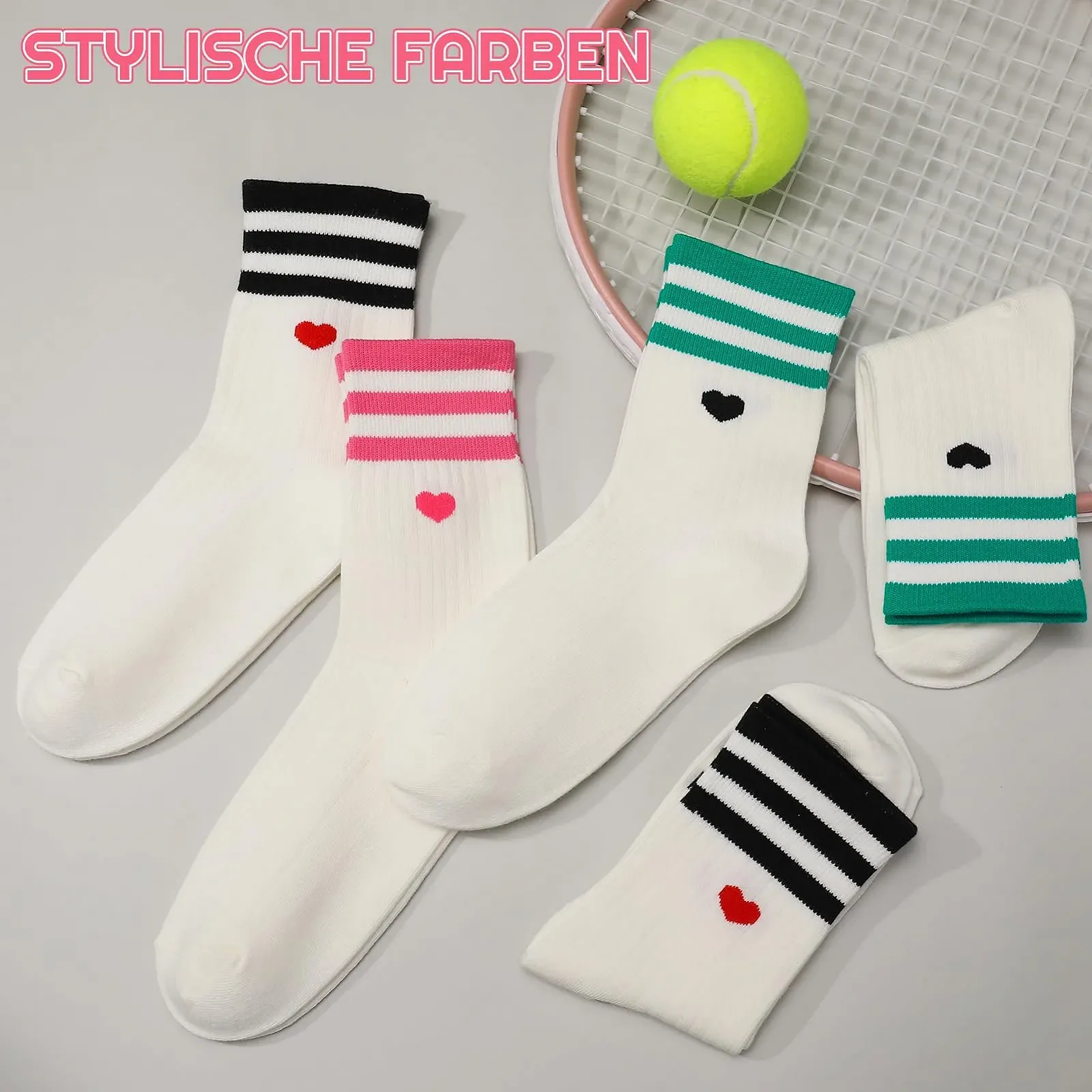 Шкарпетки Тенісні Жіночі Смугасті Серце 6 пар Розмір 37-42, фото №5