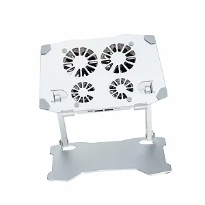 Регулируемая подставка для ноутбука HOMSFOU с низким уровнем шума, охлаждающими вентиляторами, нескользящая подставка с двумя портами USB и USB C. Прочная защитная подставка для ноутбука для офиса и дома - Фото 1