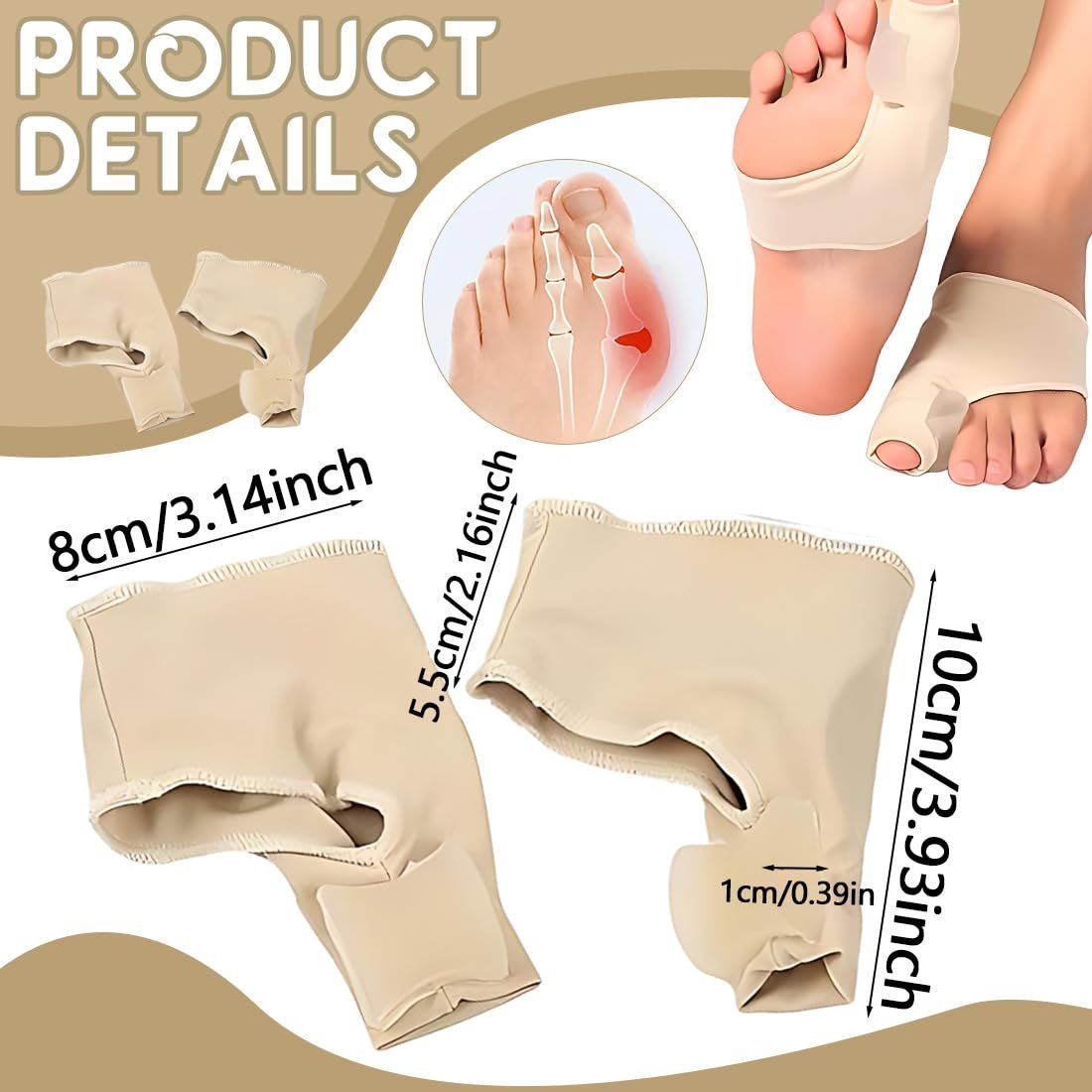 Пов'язка Захисна для великого пальця стопи 2шт з гелевим захистом, фото №2