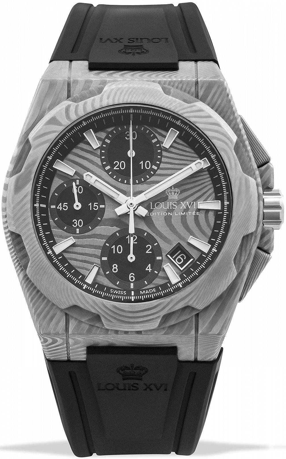 Годинник LOUIS XVI La Vauguyon Damascus 1201 чоловічий чорний з сталевим та гумовим ремінцем Super-LumiNova хронограф аналоговий автоматичний, фото №1 Годинник LOUIS XVI La Vauguyon Damascus 1201 чоловічий чорний з сталевим та гумовим ремінцем Super-LumiNova хронограф аналоговий автоматичний, фото №1