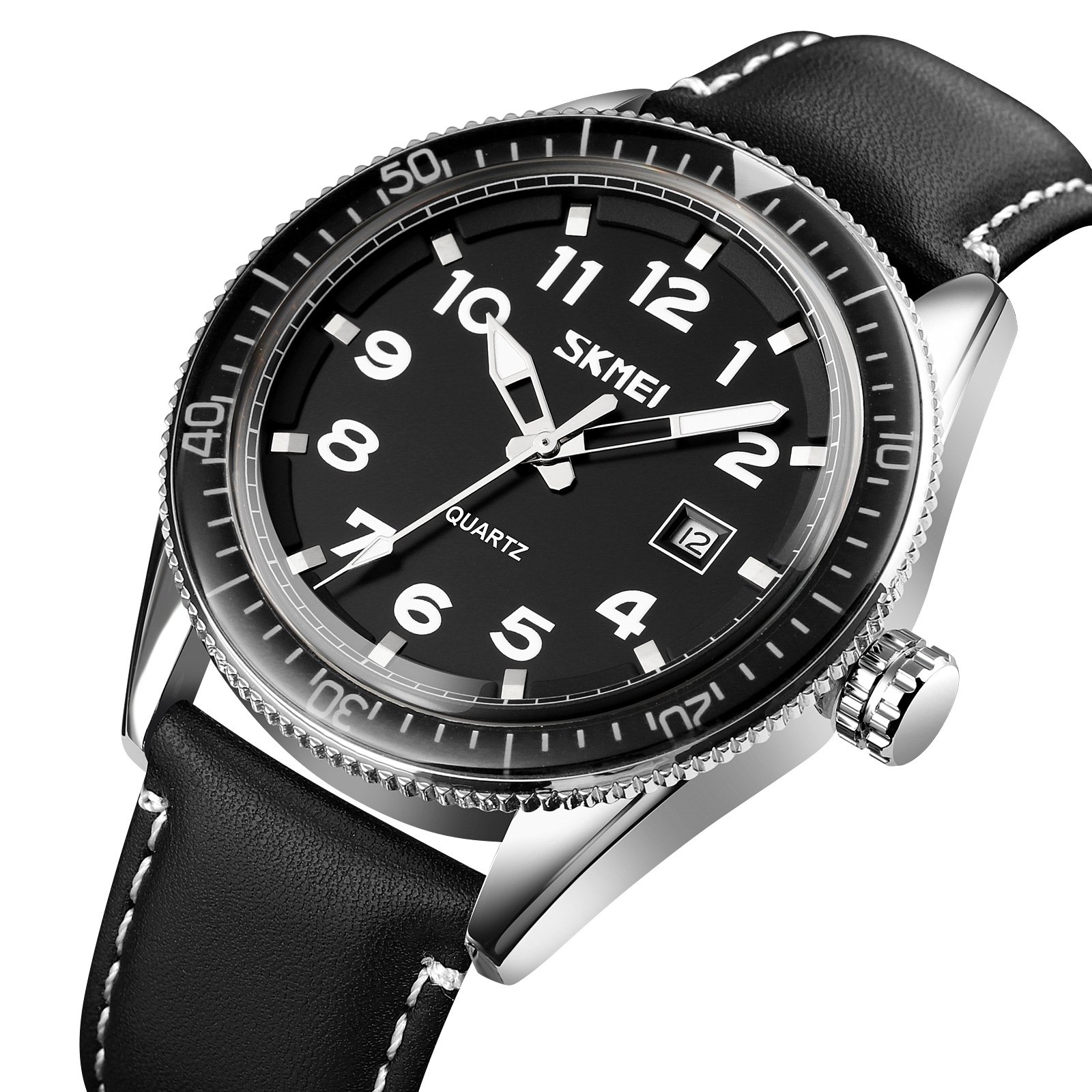 Годинник Skmei 9232LSIBK Silver-Black Leather, фото №2