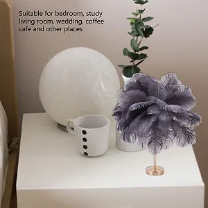 Настільна лампа Fockety Feather Сучасна з пір'я страуса Сенсорна USB Сірий synthetic.ua - Фото 1