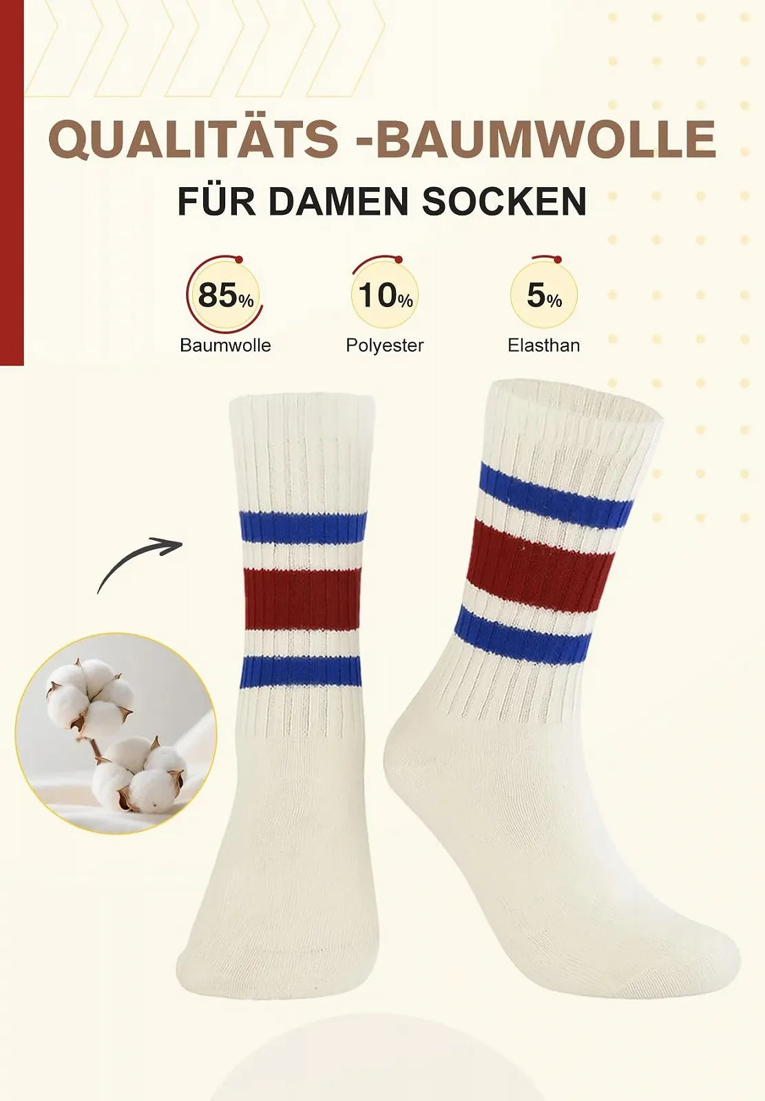 Жіночі шкарпетки в стилі ретро Смугасті Розмір 36-44, фото №2 Жіночі шкарпетки в стилі ретро Смугасті Розмір 36-44, фото №2