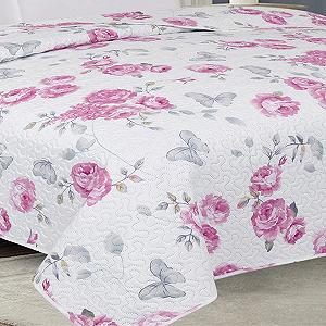 Покрывало Euromat Calmia Белый Розовый Серый Роза, 170 x 210 см synthetic.ua - Фото 1