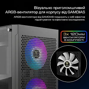 Корпус для ПК GAMDIAS TALOS E3 MESH / Mid Tower / ARGB, Закаленное стекло / Без БП / Черный synthetic.ua - Фото 1