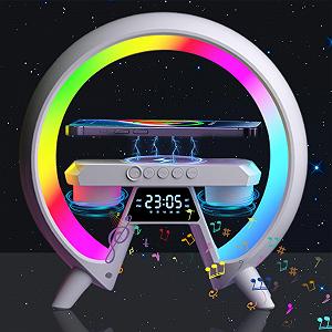 Настільна лампа Runqin Atmosphere Lamp Wireless Charger Bluetooth Speaker Alarm Clock LED White - Фото 1