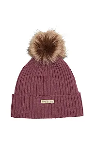 Шапка вовняна для дівчинки Hust and Claire з помпоном Fry (3-5 років), фіолетовий інжир - Фото 1