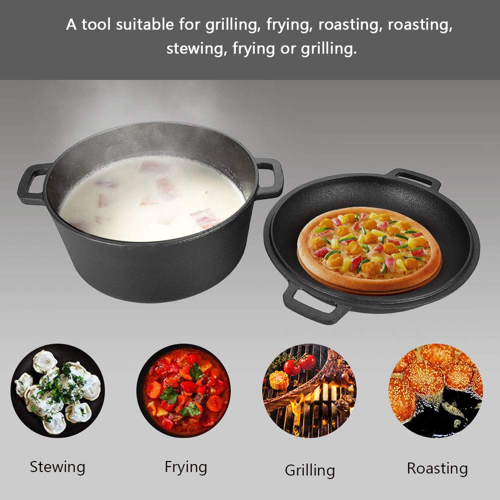 Кастрюля Чугунная 21 x 16 см 4.5 л с Крышкой Черный, фото №7 Кастрюля Чугунная 21 x 16 см 4.5 л с Крышкой Черный, фото №7