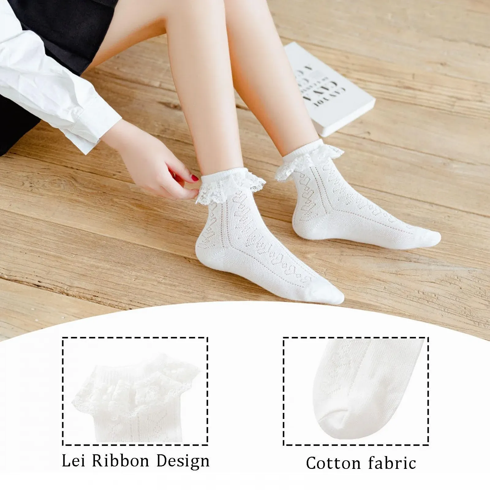 Шкарпетки з рюшами Білі мереживні, фото №3