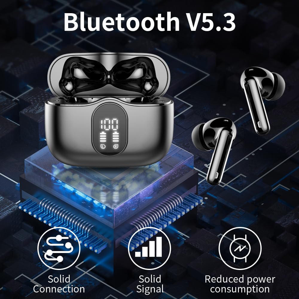 Навушники Bluetooth Спортивні Вкладиші 4 Мікрофони 40 Годин Відтворення LED Дисплей ENC HiFi Стерео, фото №4